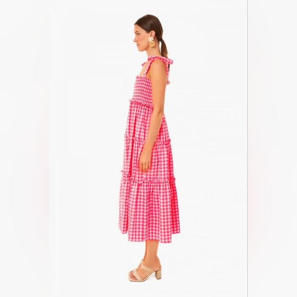 Tuckernuck Pomander Place Electric Pink Gingham Nellie Dress (Small NWT) - Picture 2 of 2